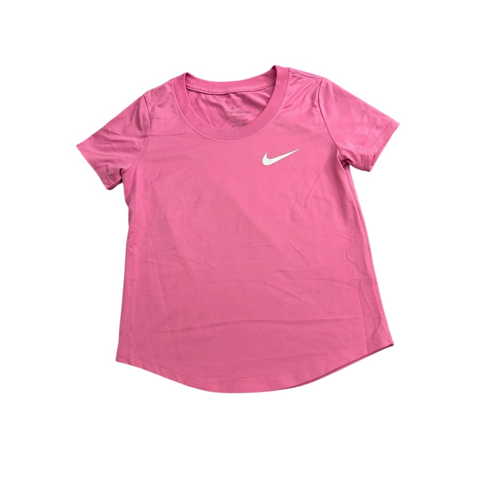 Nike‎ Dri-FIT T-Shirt Girls Small Pink Excellent Short Sleeve Swoosh Logo Tee